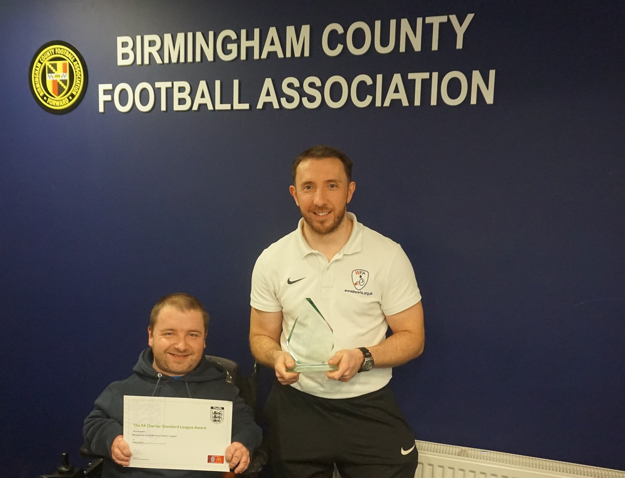 Dave & Adam Receive The FA Charter Standard Award at Birmingham FA